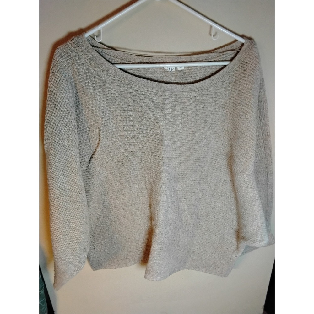 Gap Womens XL Oatmeal Beige Marled Knit Dolman Sleeve Ribbed Pullover Sweater